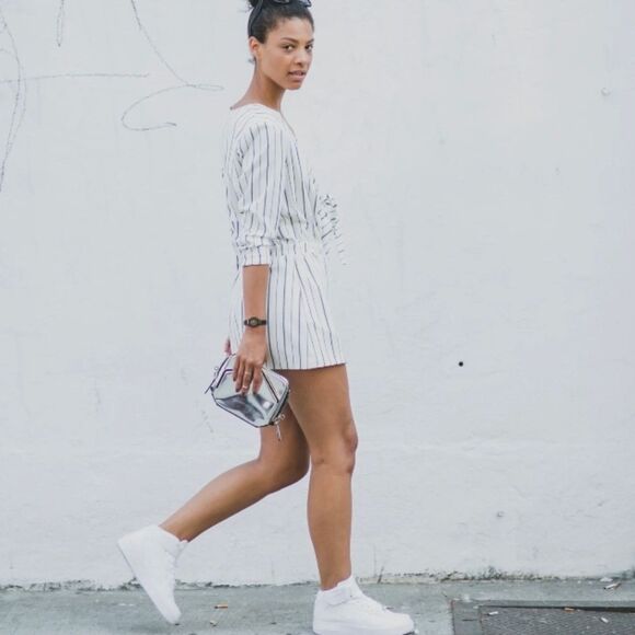 NWT H&M Cut Out Striped Romper In White And Black Size 12 - Picture 10 of 12